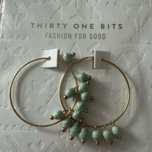 31‎ Bits Goldtone Melah Hoop Earrings with Dangling Beads